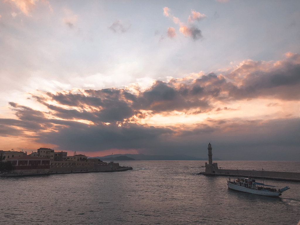 Sunset at Chania harbour